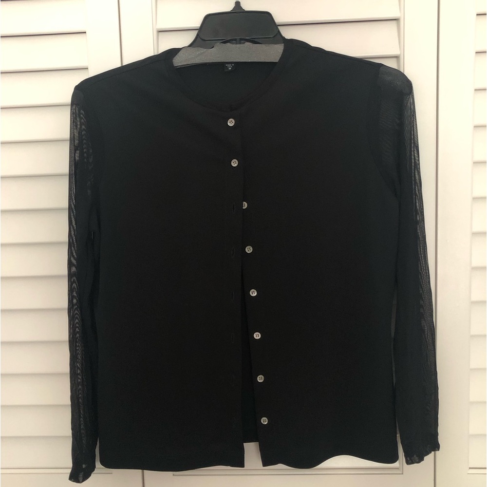 Vintage Nicole Miller Sheer Black Crepe Cardigan